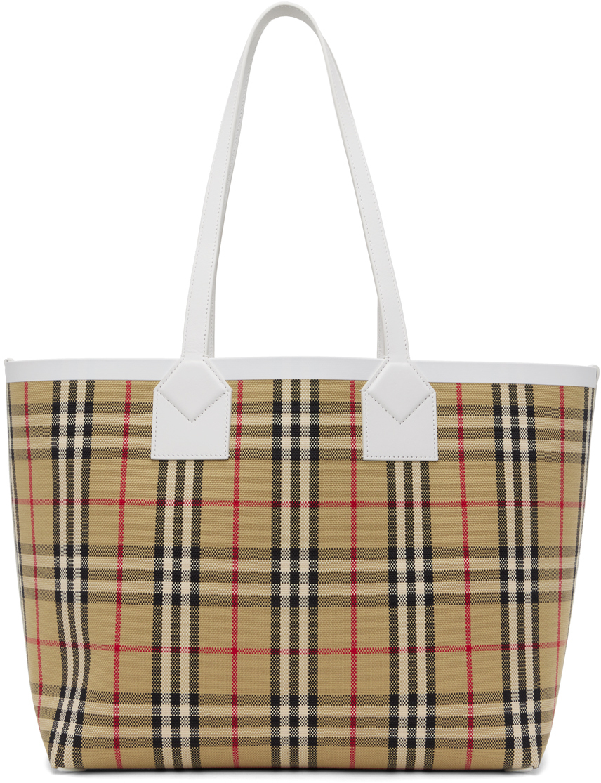 Burberry London Check Canvas Tote Bag Beige