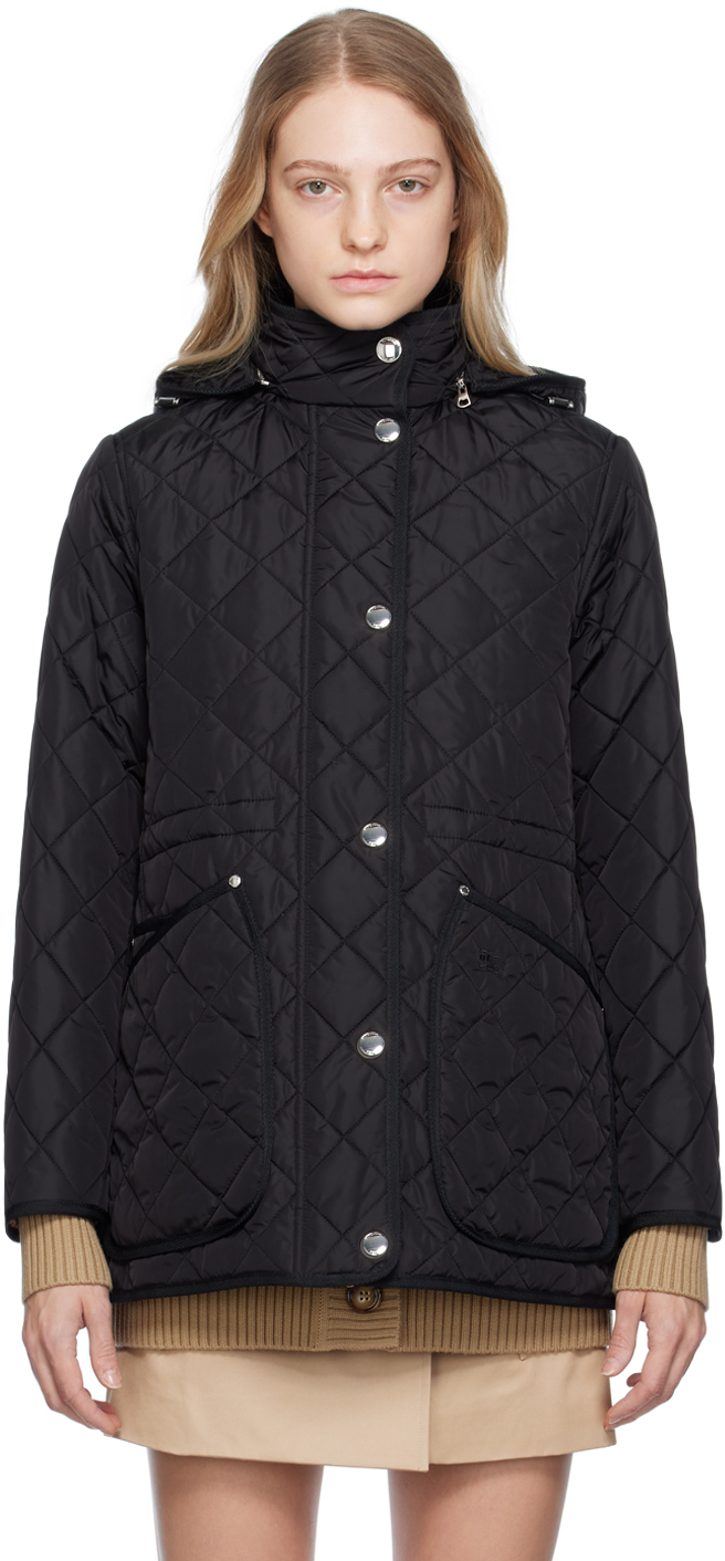 Burberry black deals quilted coat