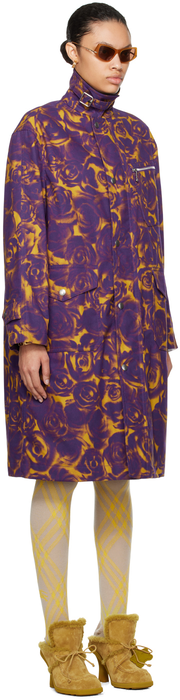 Burberry Rose Print Car Coat In Pear Ip Pattern