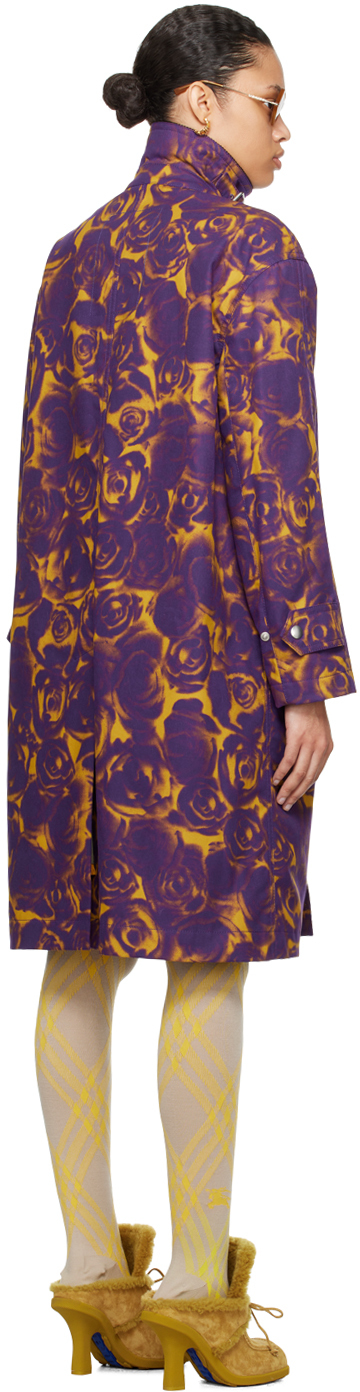Burberry Rose Print Car Coat In Pear Ip Pattern