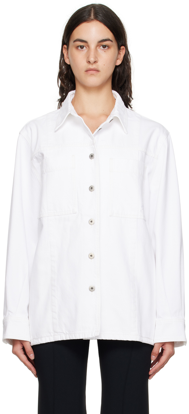 Burberry: White Button Denim Jacket | SSENSE