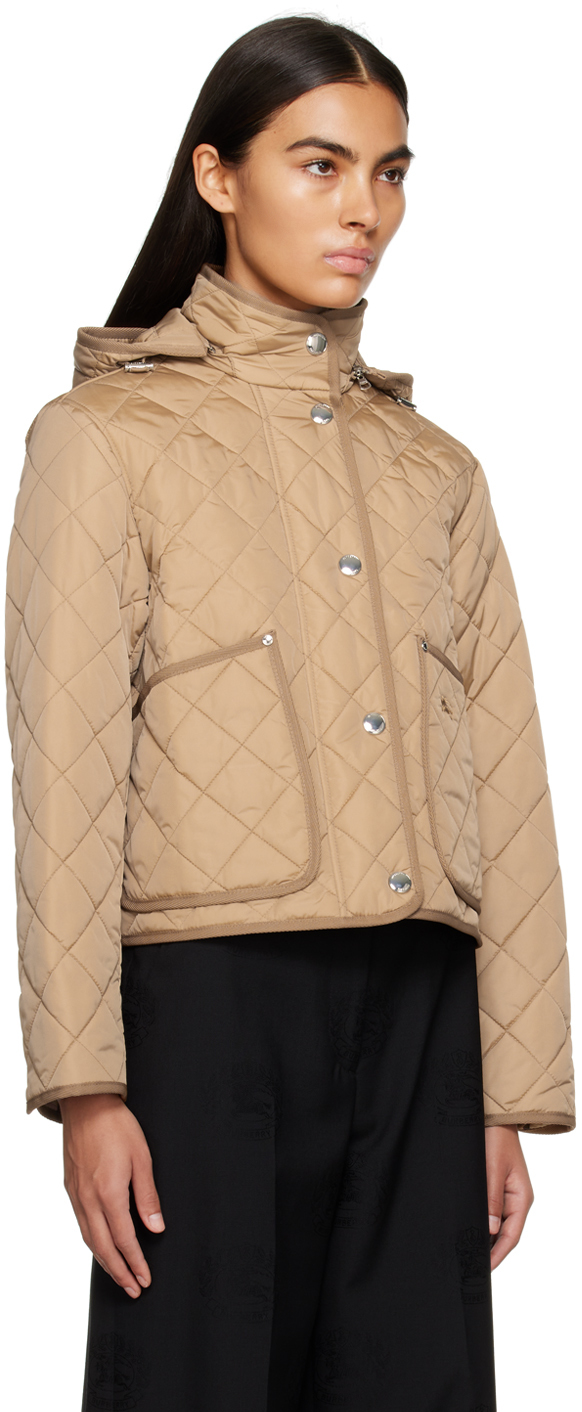 Shop Burberry Beige Quilted Jacket In Archive Beige