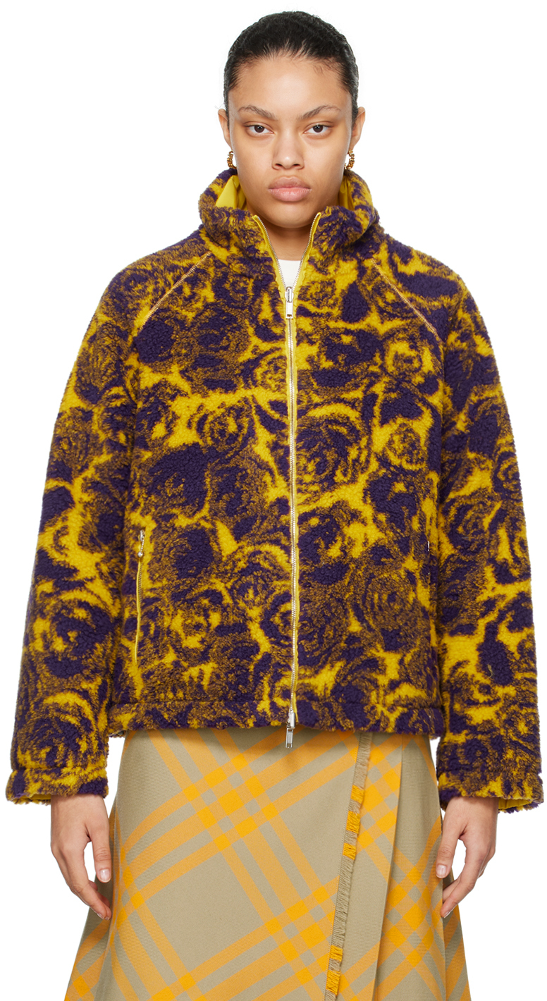Shop Burberry Purple & Yellow Reversible Jacket In Pear