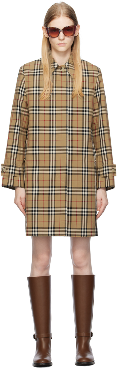 Burberry Tan Check Trench Coat