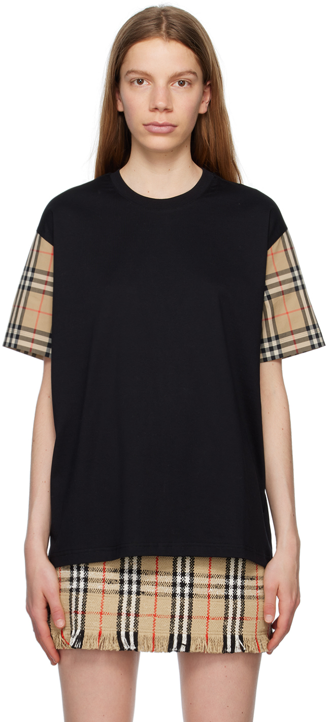 Svarende til lilla Pind Burberry: Black Vintage Check T-Shirt | SSENSE