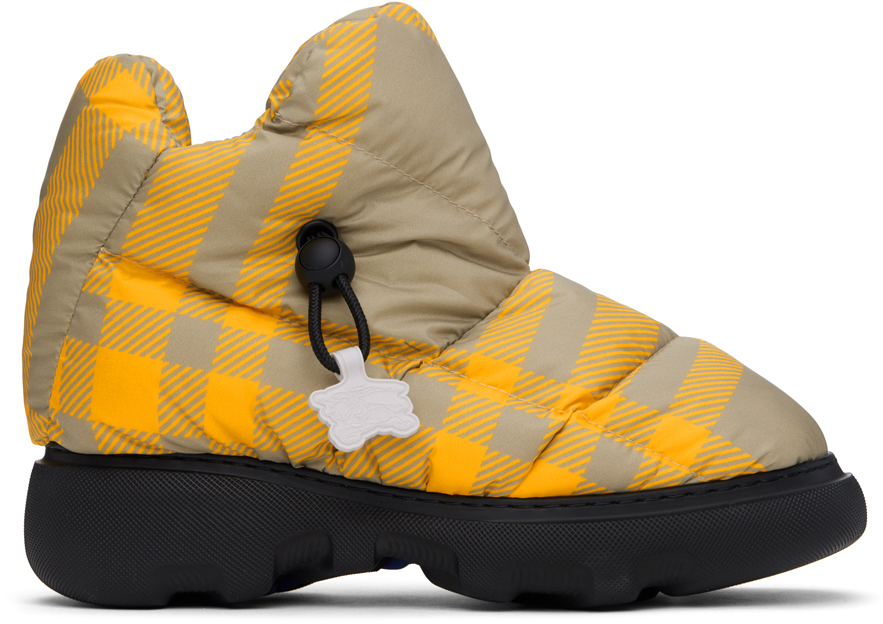 【関税込み】Burberry イエロー チェック Pillow ブーツ BURBERRY Hunter Yellow Check Drawstring Pillow Padded Boots