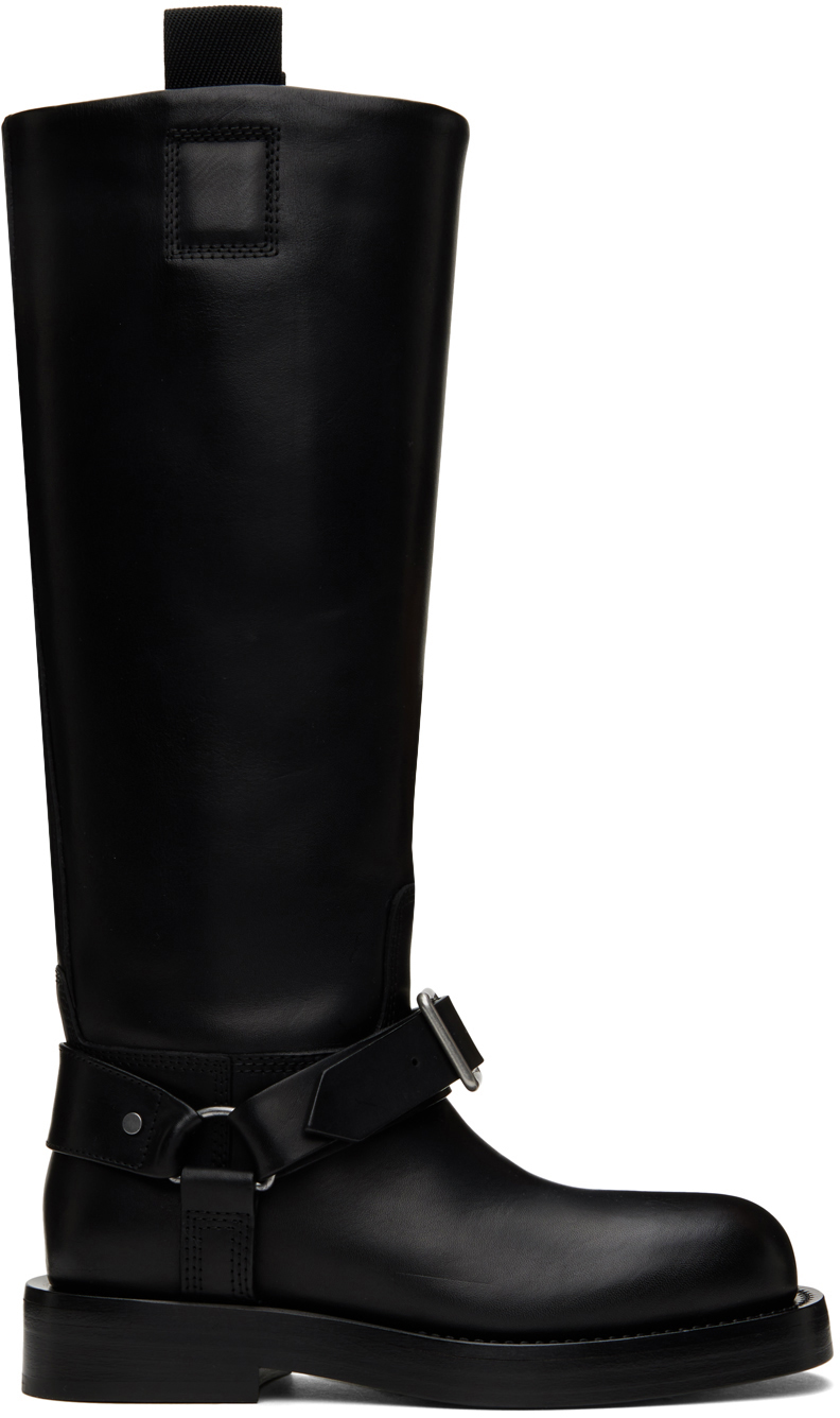 Shop Burberry Black Saddle Tall Boots