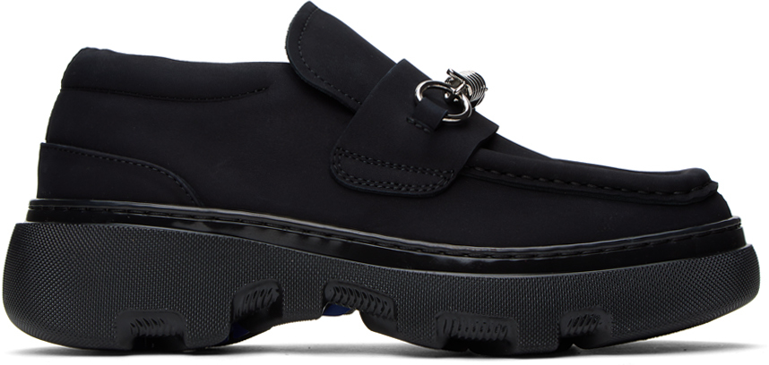 Burberry Nubuck Creeper Clamp Loafers In Black