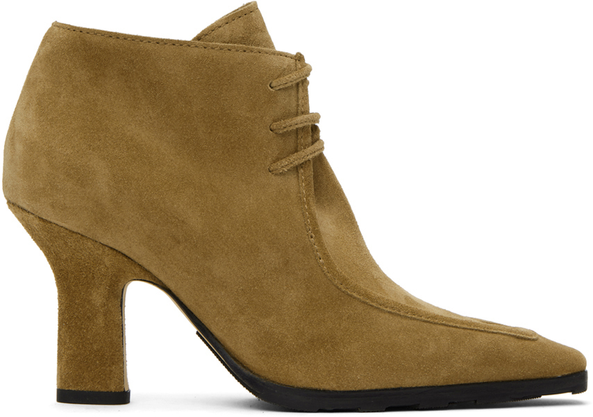 Burberry Sovereign Suede Lace-up Booties In Jute
