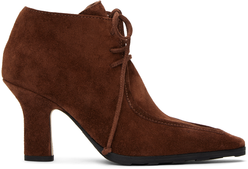 Burberry Storm Suede Ankle Boots In Brown