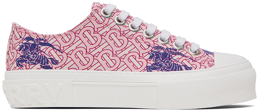 Burberry Pink Lace-up Sneakers In Deep Amethyst Ip Pat