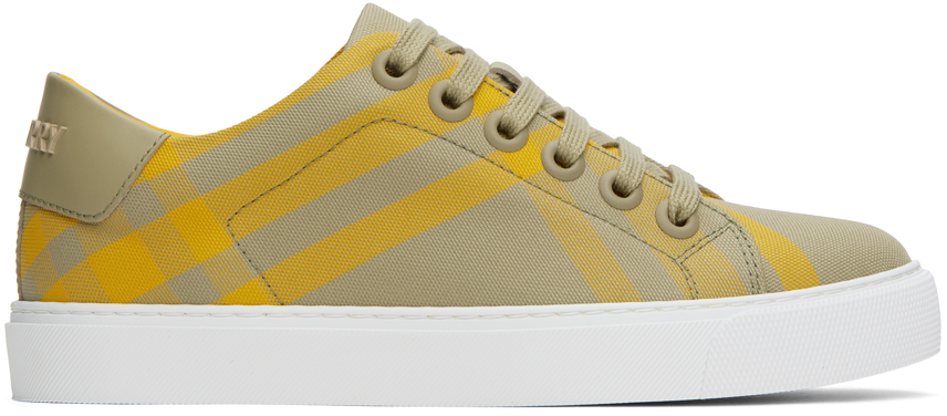 Burberry Beige & Yellow Check Sneakers