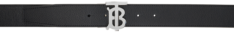 Shop Burberry Reversible Black & Brown Tb Belt In Black/tan/silver