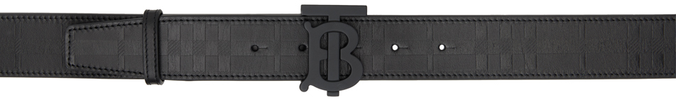Burberry Black Tb Belt In Black/matte Black