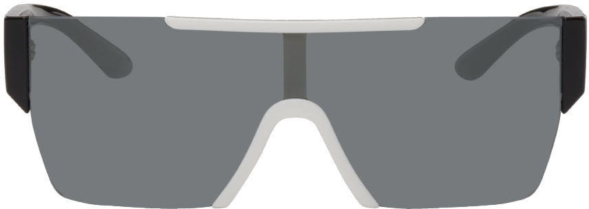 Burberry: Black & White D-Frame Sunglasses | SSENSE