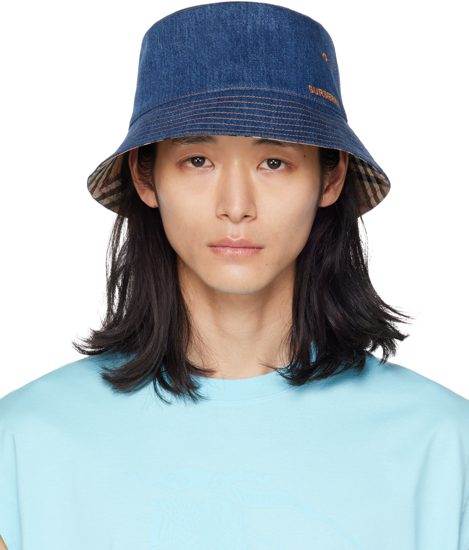 TB Denim Bucket Hat in Blue - Burberry
