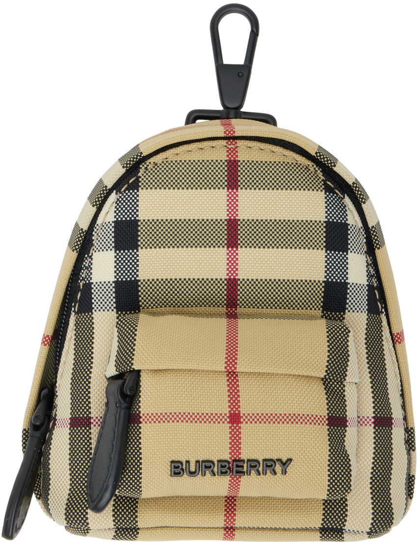 Burberry Beige Check Backpack Keychain