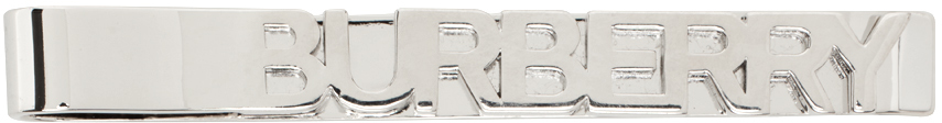Burberry Logo Tie Bar In Silver