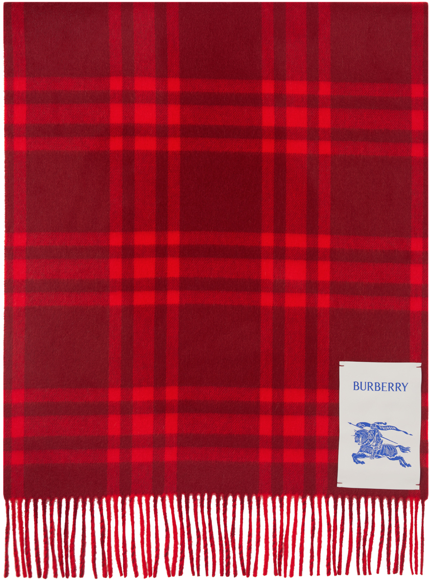 Burberry Red Check Scarf In Ripple