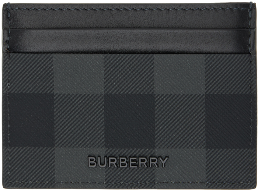Burberry: Gray & Black Check Card Holder