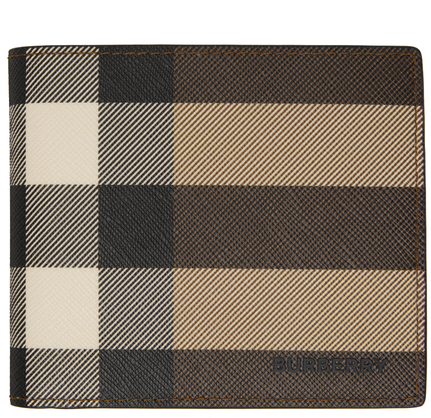 Check and Leather Bifold Wallet in Dark Birch Brown - Men | Burberry®  Official