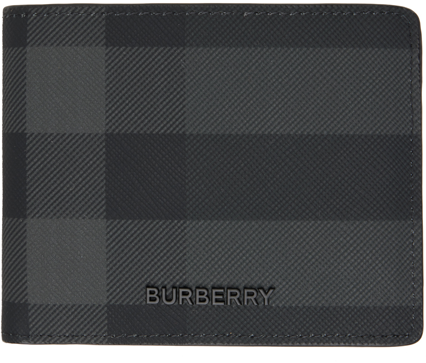 Burberry Colour Block Check Bifold Wallet in Gray for Men