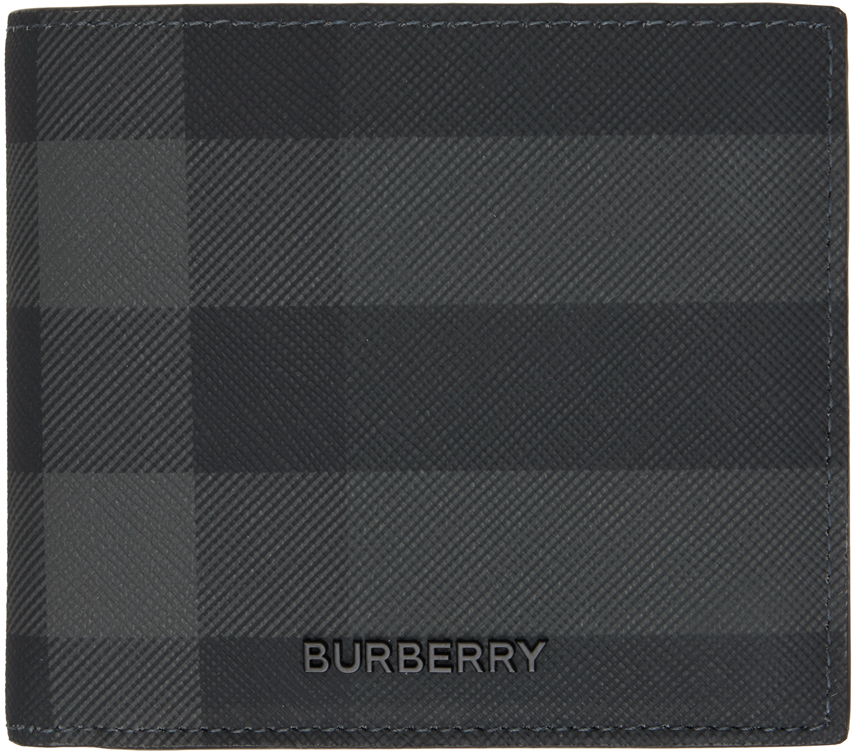 Burberry Gray & Black Check Wallet