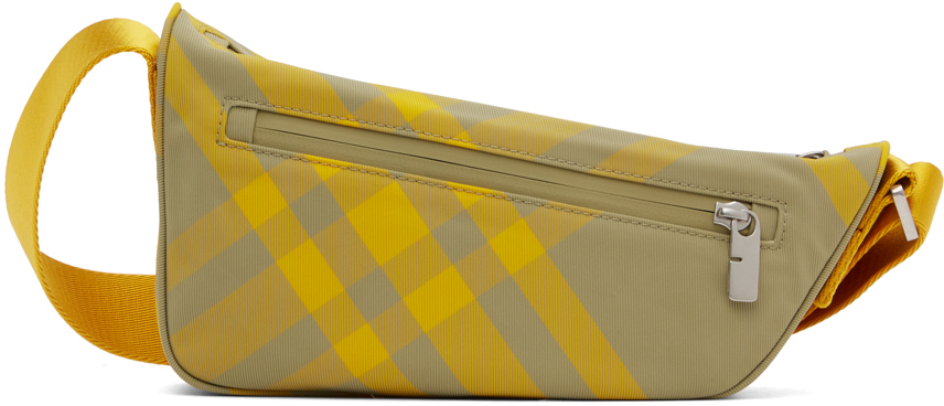 Vintage Burberry Micro Yellow Check Canvas Nylon Wristlet Handbag