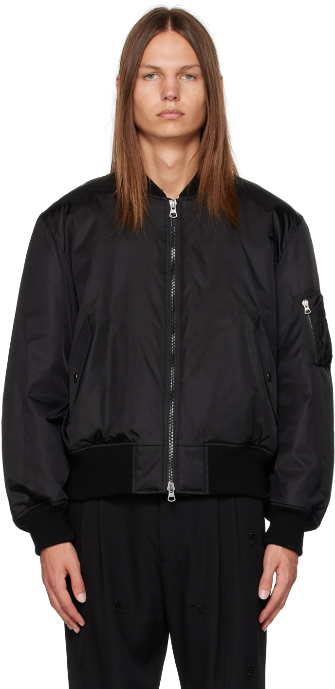 Black Wadded Bomber Jacket