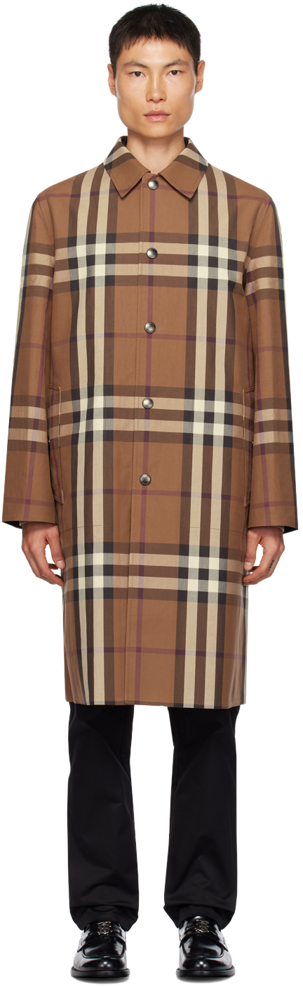 Burberry Reversible Check Trench Coat In Beige