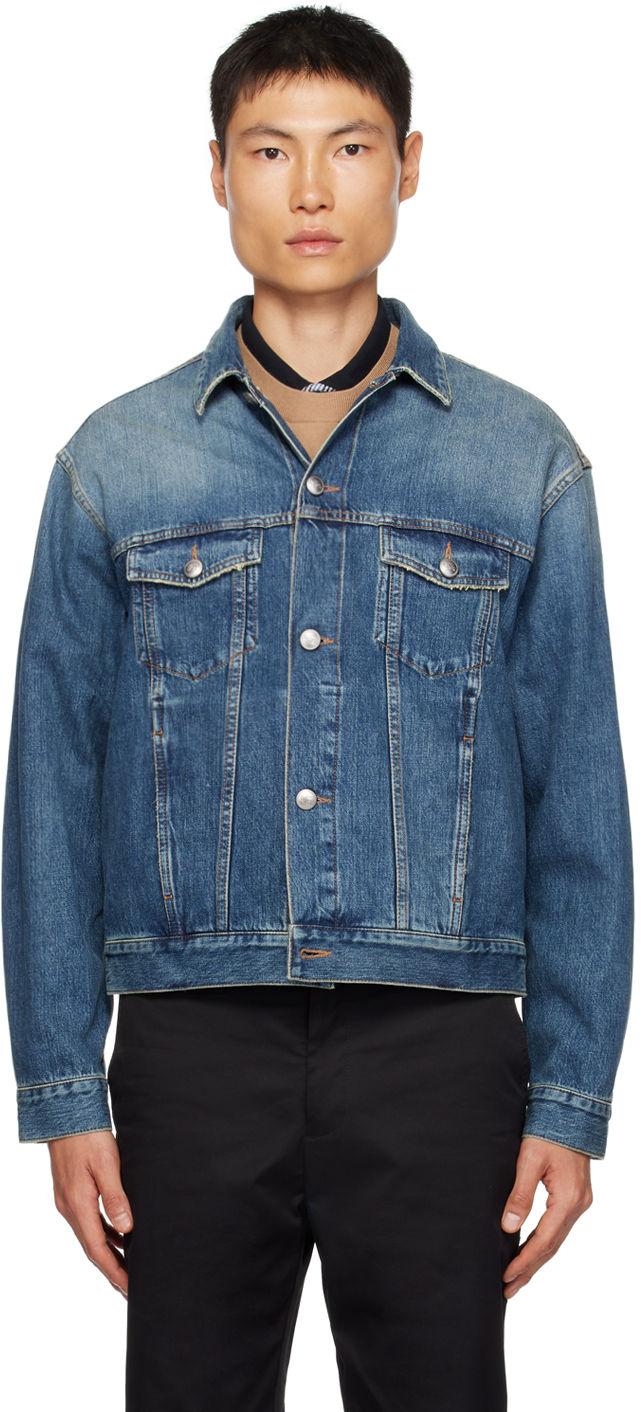 Shop Burberry Blue Faded Denim Jacket In Vintage Denim