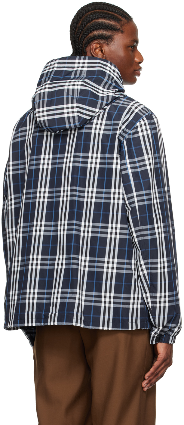 Burberry Checked Zip-up Hooded Jacket In White/dcblueipchk Ca