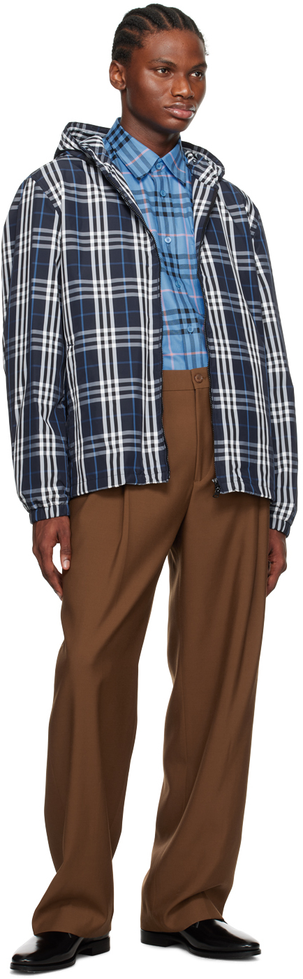 Burberry Checked Zip-up Hooded Jacket In White/dcblueipchk Ca