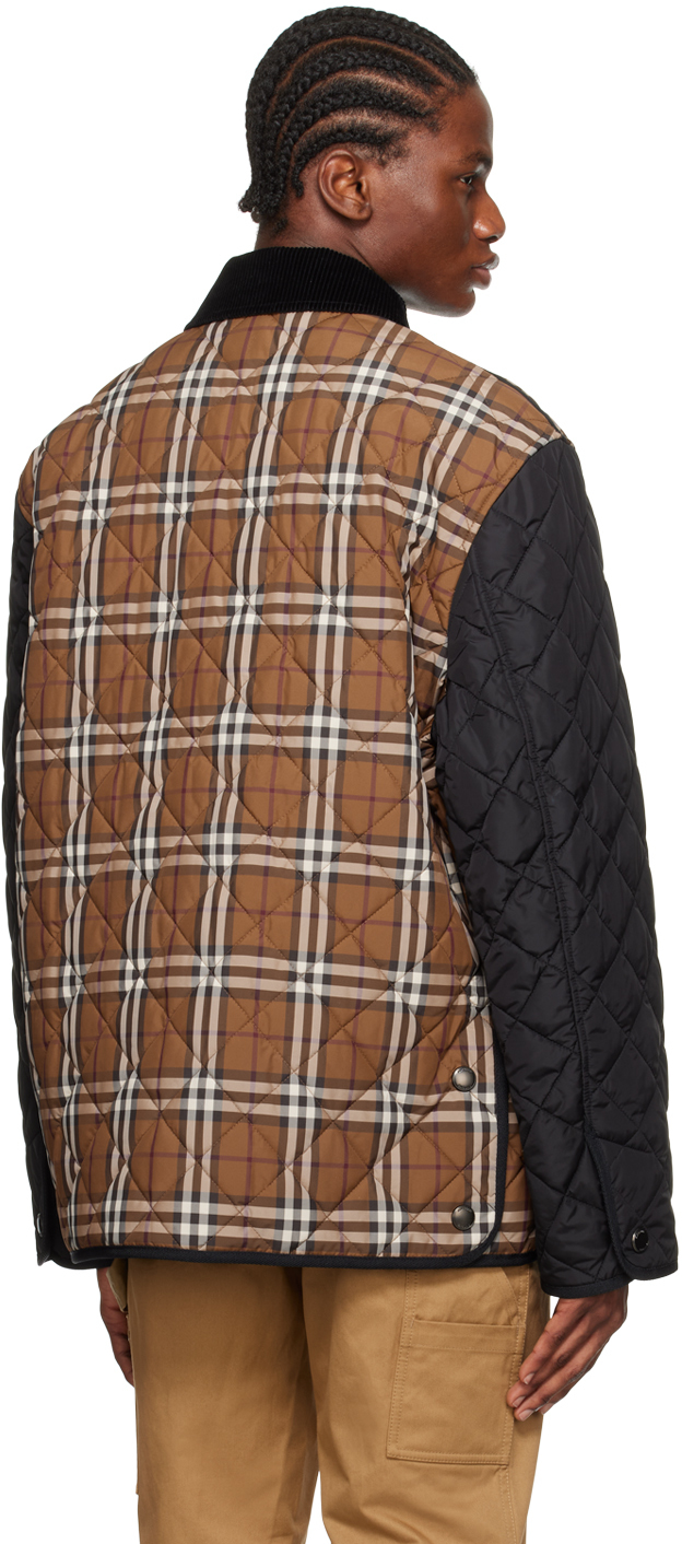 Burberry Men's Weavervale Check Quilted Jacket In Dark Birch Brown Chk