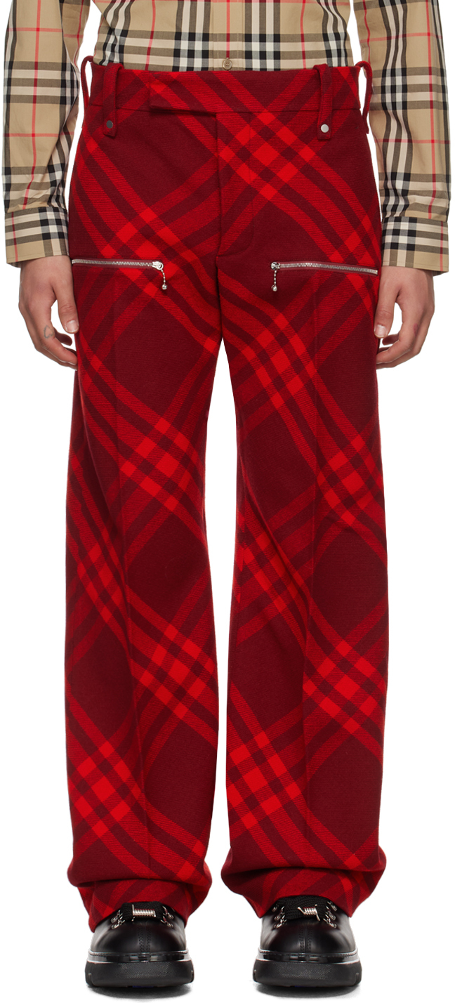 Burberry Plaid-check Wide-leg Wool Trousers In Ripple