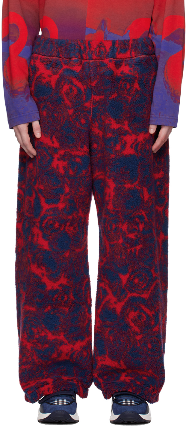 Burberry Red & Blue Rose Trousers In Pillar
