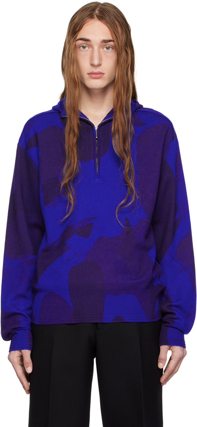 Burberry Blue Camouflage Hoodie In Knight Ip Pattern