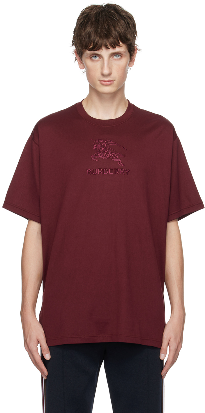 Shop Burberry Burgundy Ekd T-shirt In Deep Crimson