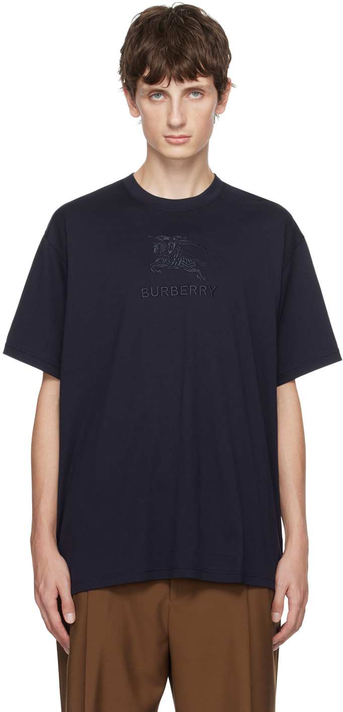 Shop Burberry Navy Ekd T-shirt In Smoked Navy