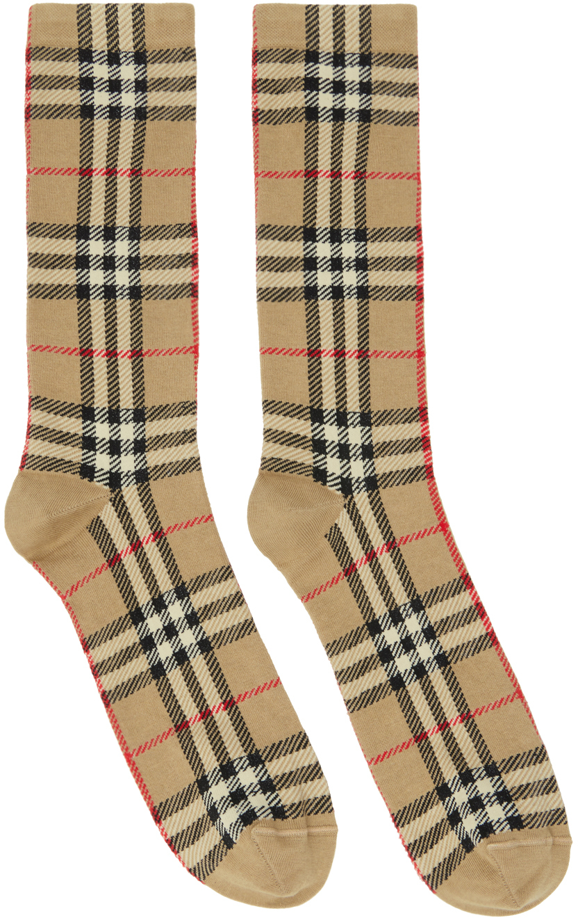 Burberry: Beige Vintage Check Socks | SSENSE UK