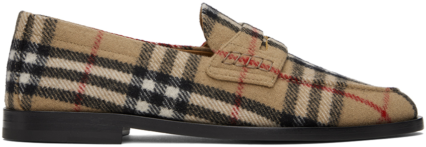 BURBERRY BROWN CHECK LOAFERS