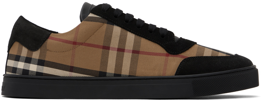 Burberry Brown & Black Robin Sneakers In Birch Brown Check