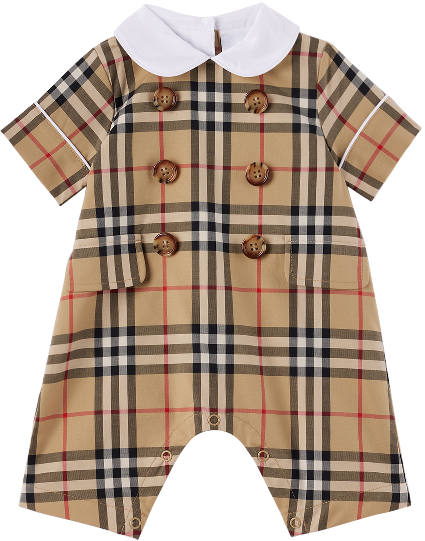 Burberry Baby Beige Check Jumpsuit In Archive Beige Ip Chk