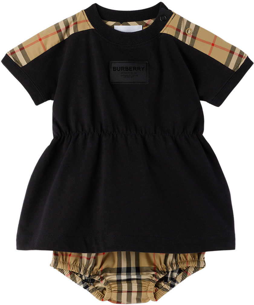 Burberry Check Three-piece Baby Gift Set In Black