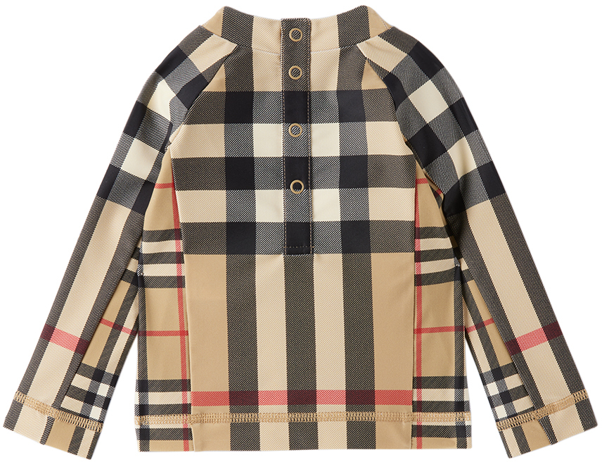 Burberry Baby Beige Check Swim Shirt In Arch Beige Ip Chk Ca