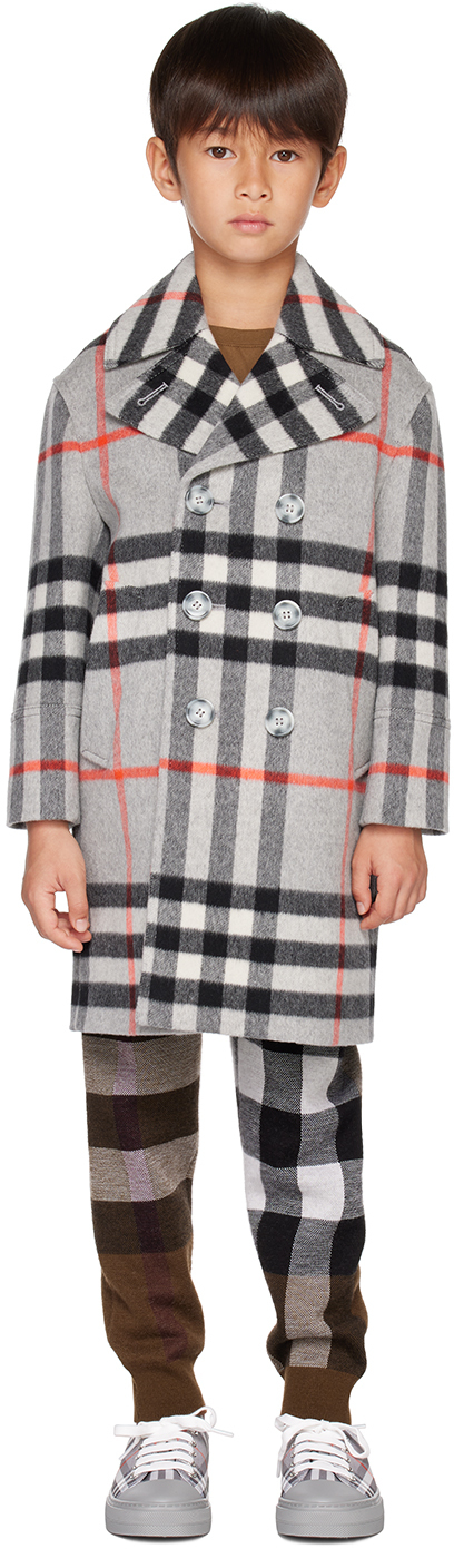 Burberry Babies' Kids Grey Check Coat In Coolchrcoalgry Ip Ch