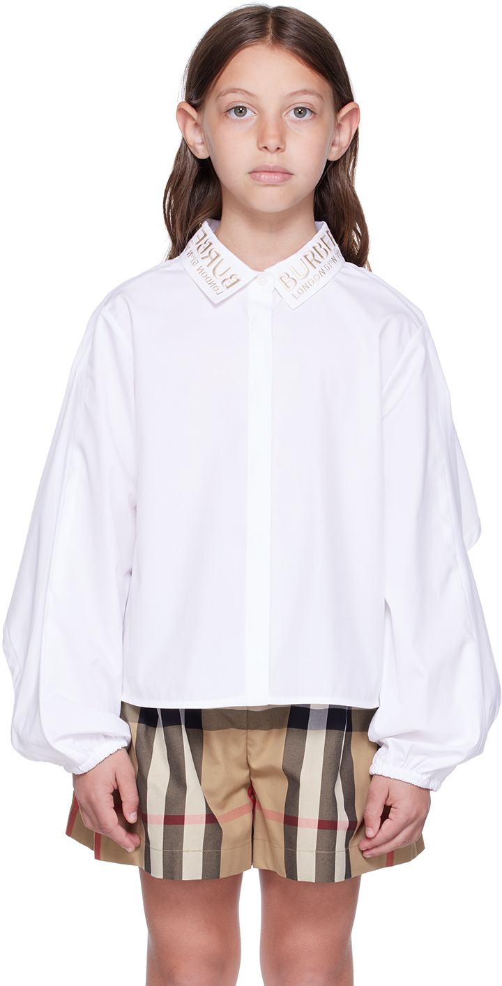 Enfant Chemise blanche bavolet Burberry en solde