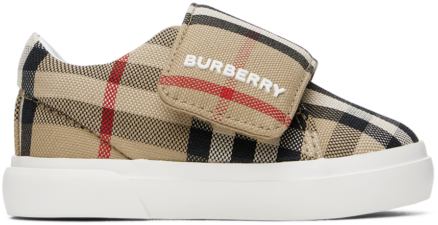 Burberry Kid's James Check-print Trainers, Baby In Archive Beige Ip Chk