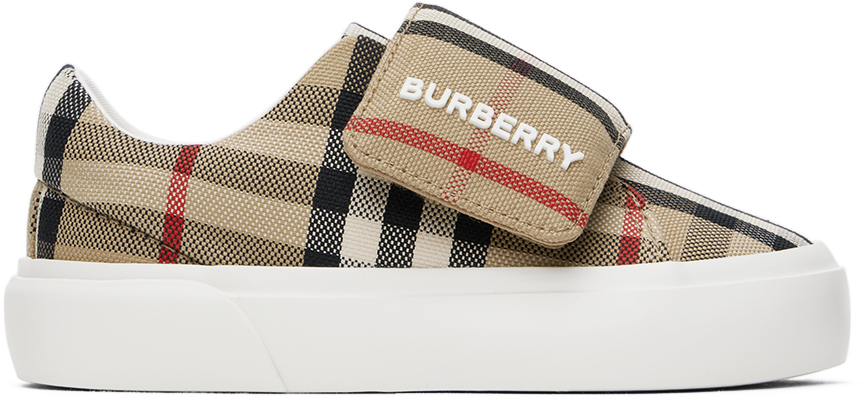 Shop Burberry Baby Beige Check Sneakers In Archive Beige Ip Chk