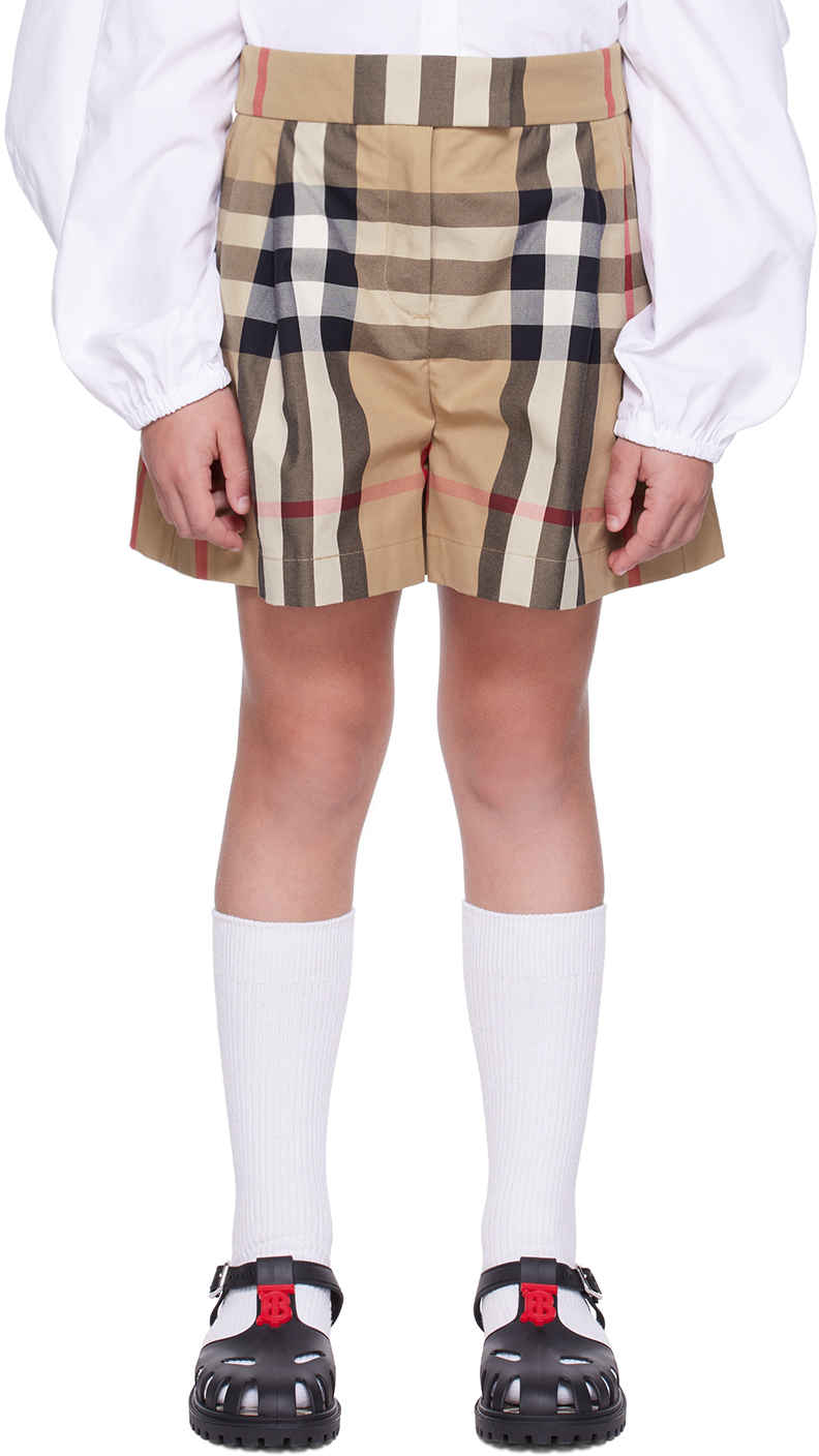 Burberry Kids Beige Check Shorts In Archive Beige Ip Chk